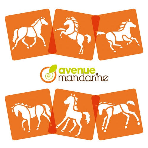 Set of 6 stencils, Horses