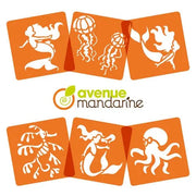 6 mermaids and sea animals stencils