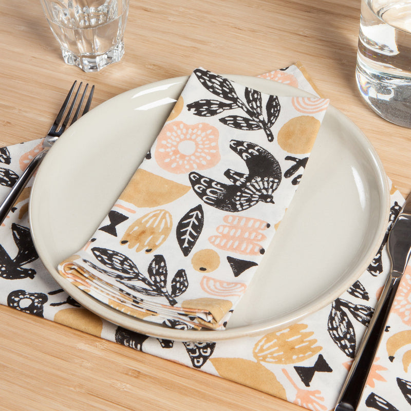 Danica Studio - Myth Block Print Napkins Set of 4 - lifestyle