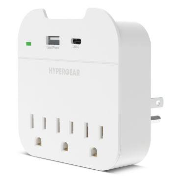 HyperGear - Multi Plug 5 Outlet Extender With Usb-C & Usb Ports | White - Limolin 