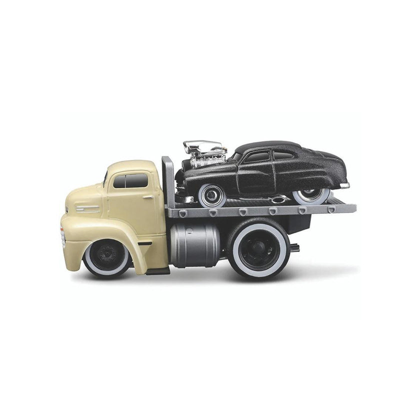 Muscle Machines - Model 05 1950 Ford COE Flatbed & 1949 Mercury Model 05 1/64 Die Cast Model Cars Toy - Limolin 