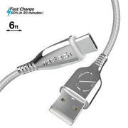 Naztech - Charge & Sync - USB-C to USB-A Titanium Braided | 6 foot - Limolin 