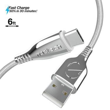 Naztech - Charge & Sync - USB-C to USB-A Titanium Braided | 6 foot - Limolin 