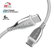 Naztech - Charge & Sync - USB-C to USB-C Titanium Braided| 6 foot - Limolin 