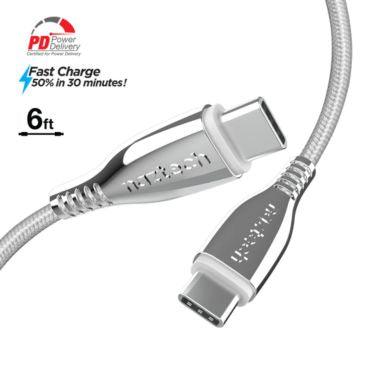 Naztech - Charge & Sync - USB-C to USB-C Titanium Braided| 6 foot - Limolin 