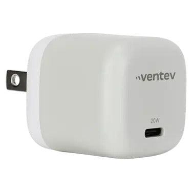 Ventev - Wall Charger Mini 1 Port 20W USB-C Power Delivery Foldable Prongs Rapid Charge - Whte & Grey - Limolin 